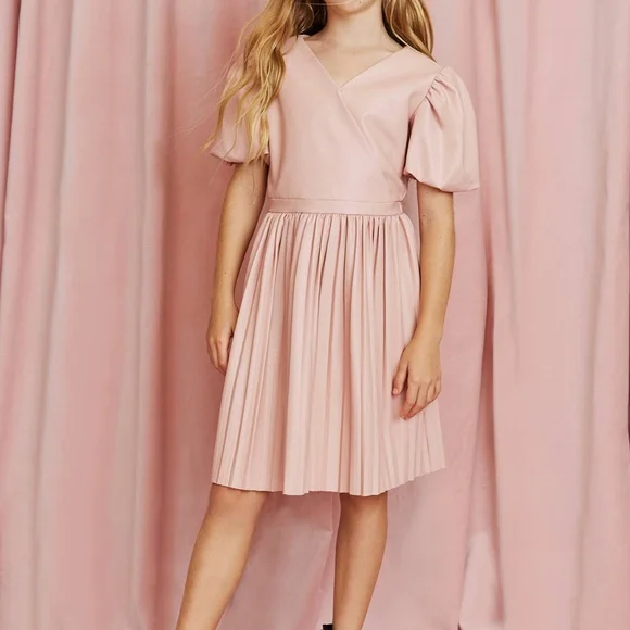 BCBG Dresses Girls Faux Leather Wrap Dress Big Kid Sz In